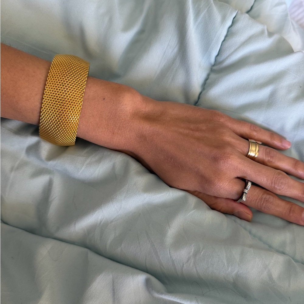 Gold Mesh Cuff Bracelet - Elegant Women's Jewelry
